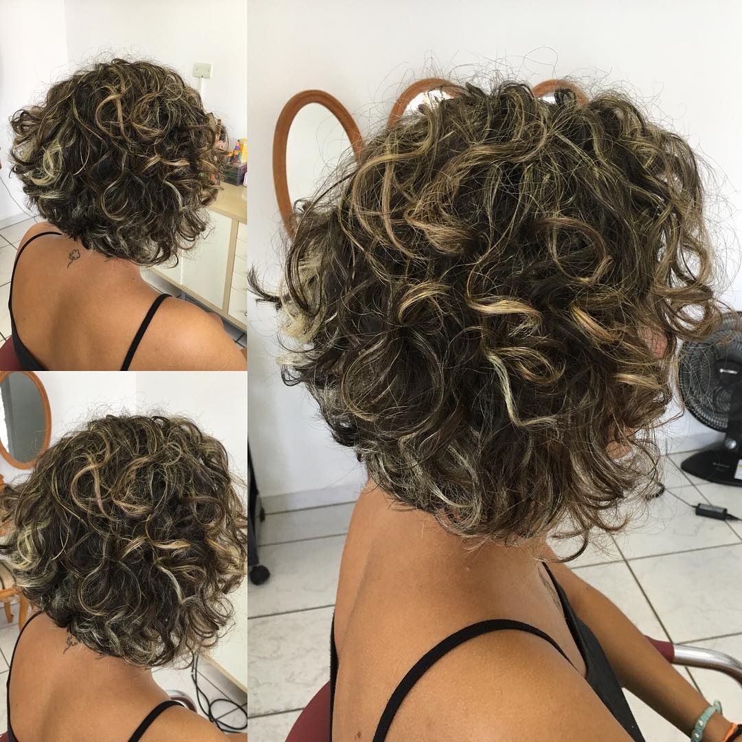 Voluminous Curly Bob With Highlights