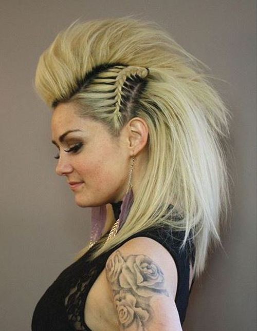 funky blonde mohawk with side braids