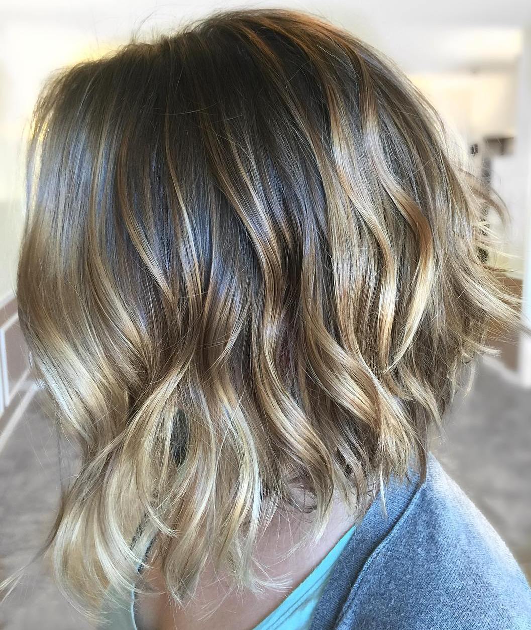 Brown Bob With Golden Blonde Highlights