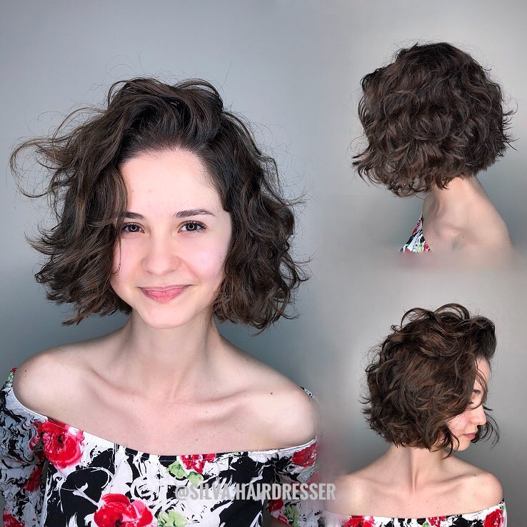 Messy Curly Combover Bob Hairstyle