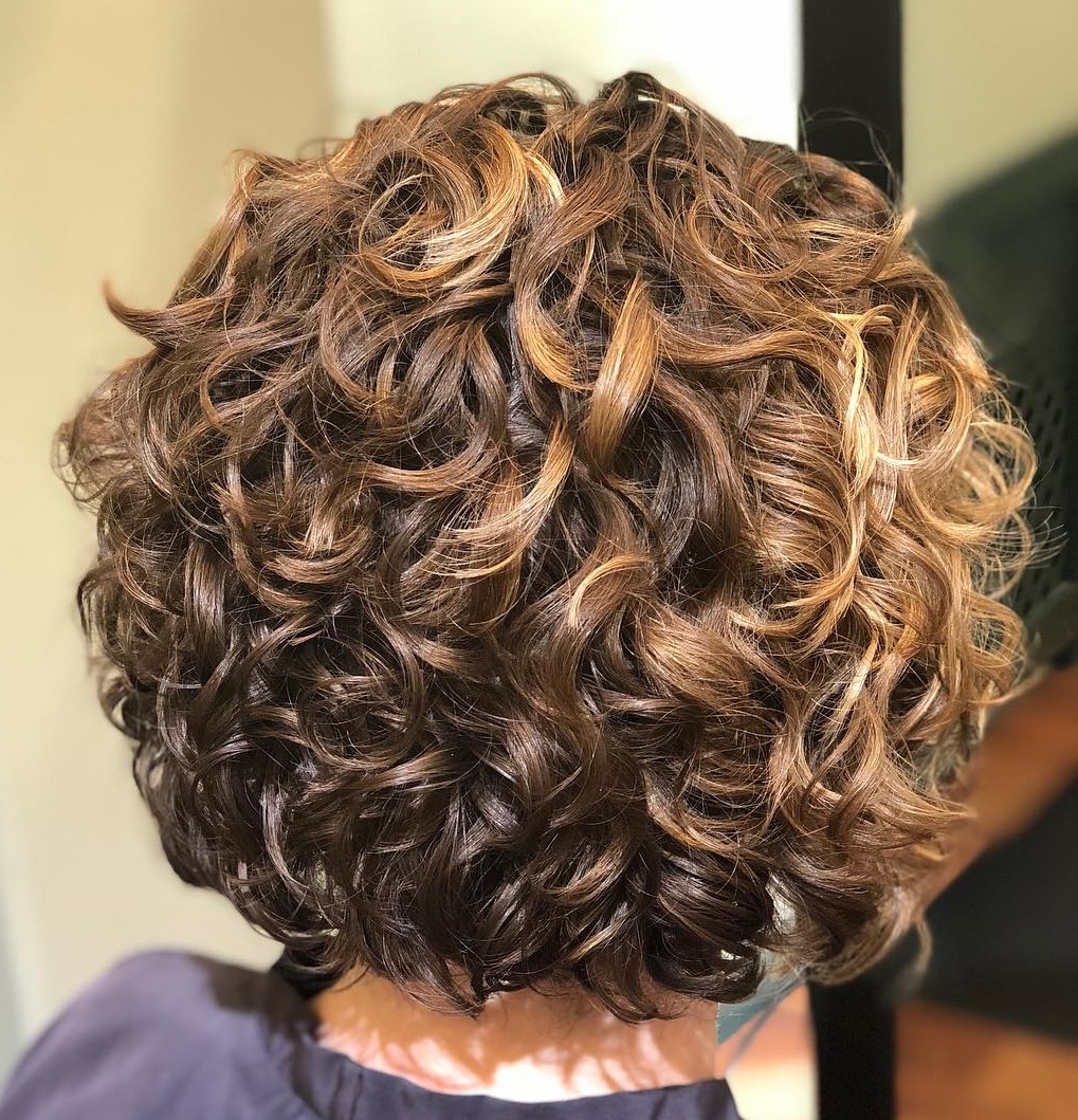 Short Curly Golden Bronde Hairstyle