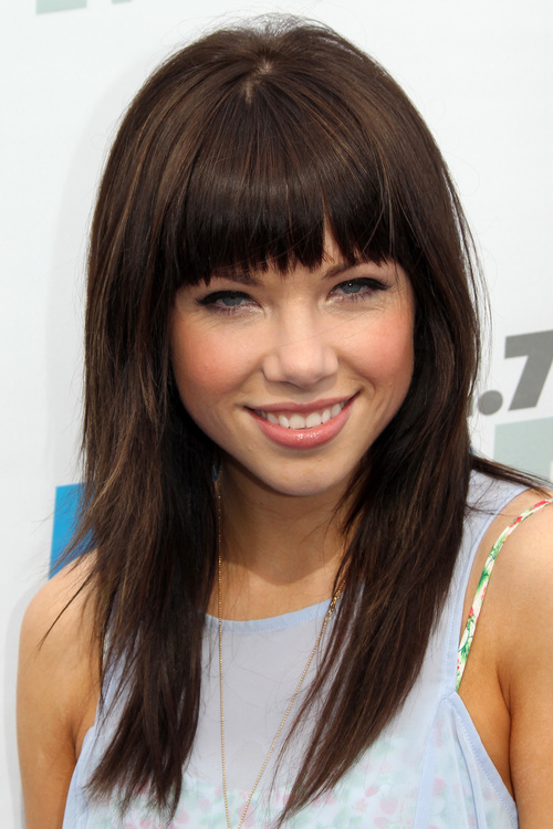 straight fringe hairstyle for long hair
