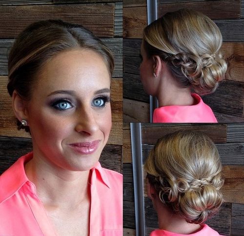 low bun with a braid updo for fine hair