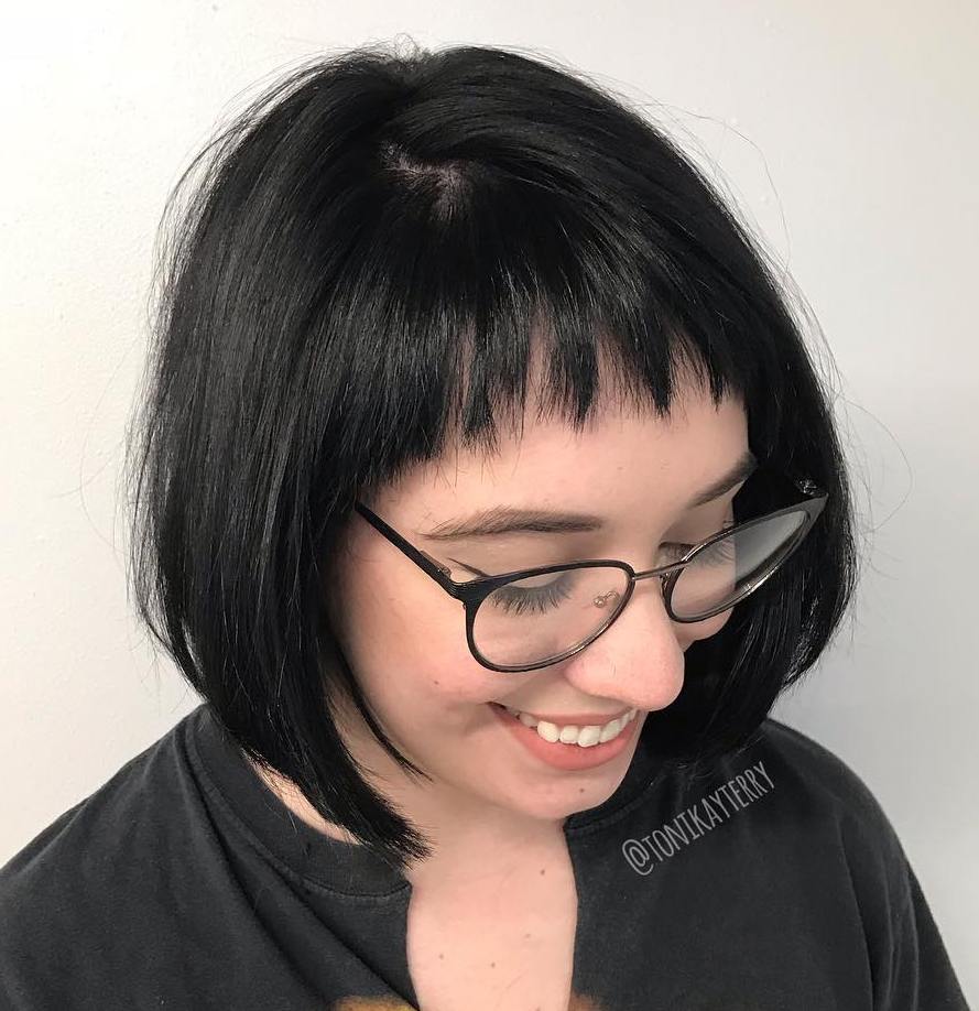 Black Bob With Short Rounded Bangs