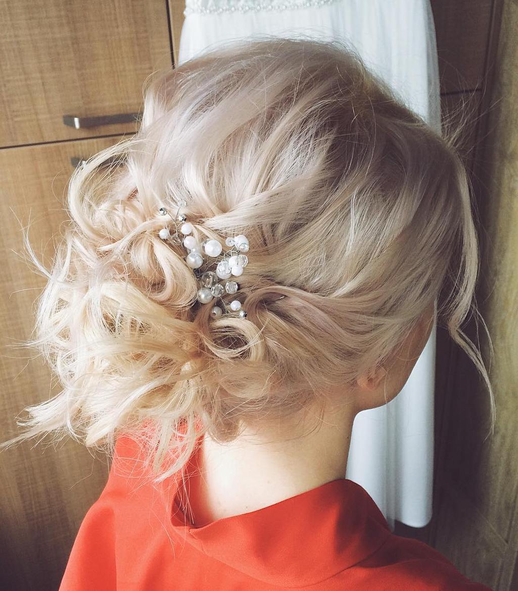 Messy Blonde Updo For Thin Hair
