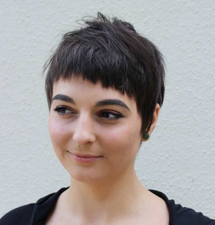 Pixie With Baby Bangs For Round Face