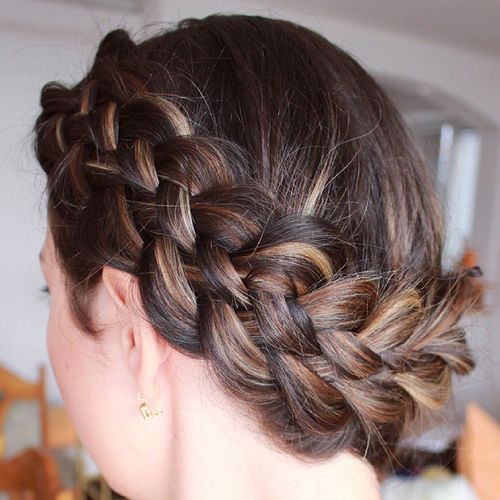 crown braid with highlights updo