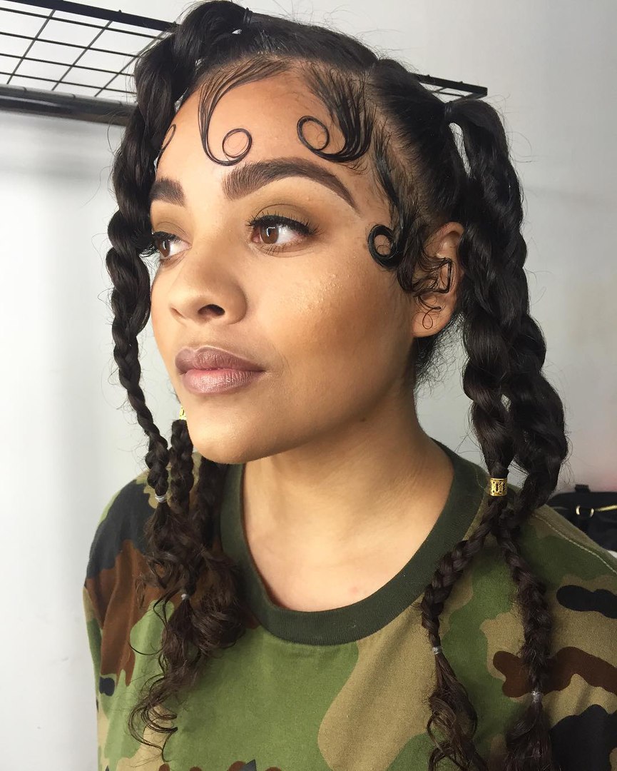 Braids With Curled Baby Hairs