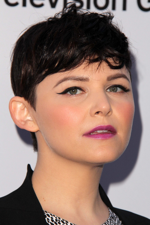 short pixie hairstyle with a fringe