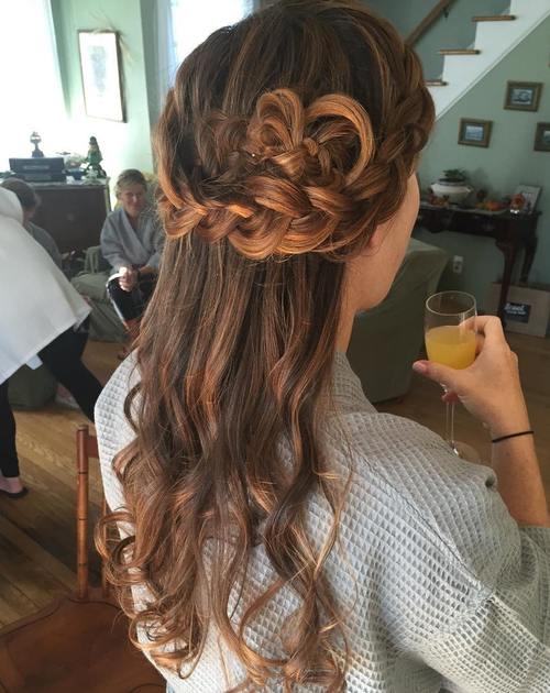 half updo with a crown braid