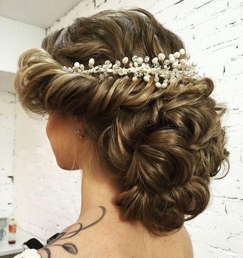 curly wedding updo without veil