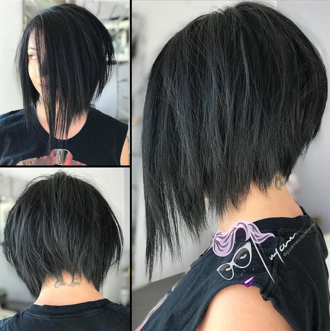 Angled Bob With Razored Ends