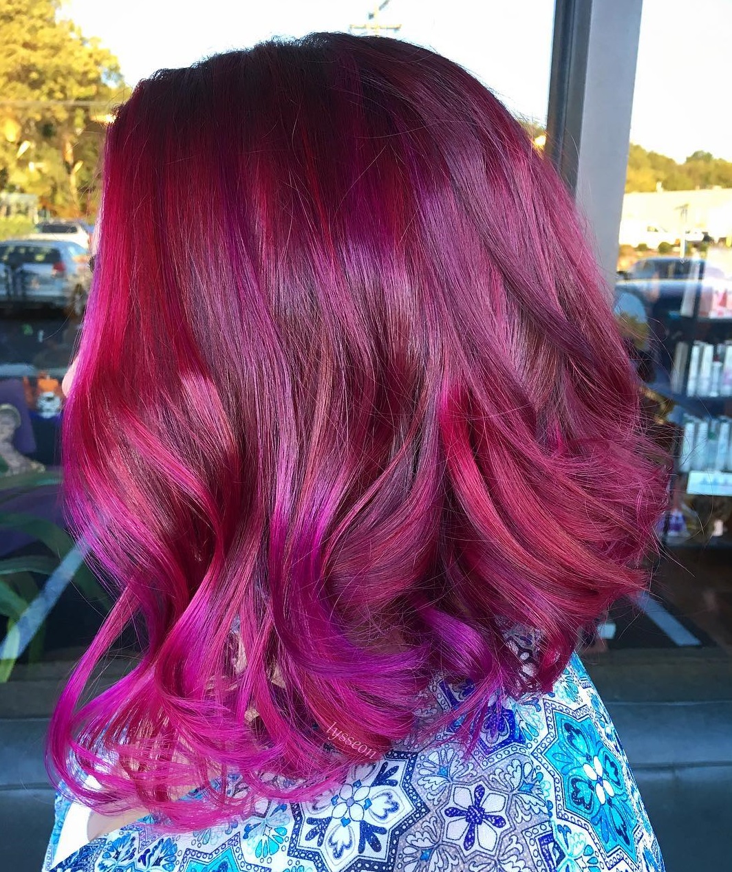 Dark Red and Purple Two Tone Hairstyle