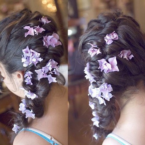 side braid with hair flowers