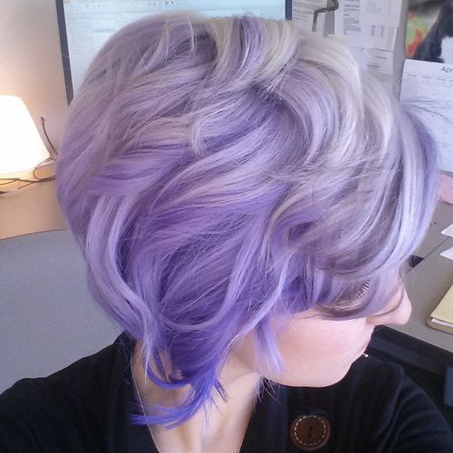 short wavy lavender hairstyle