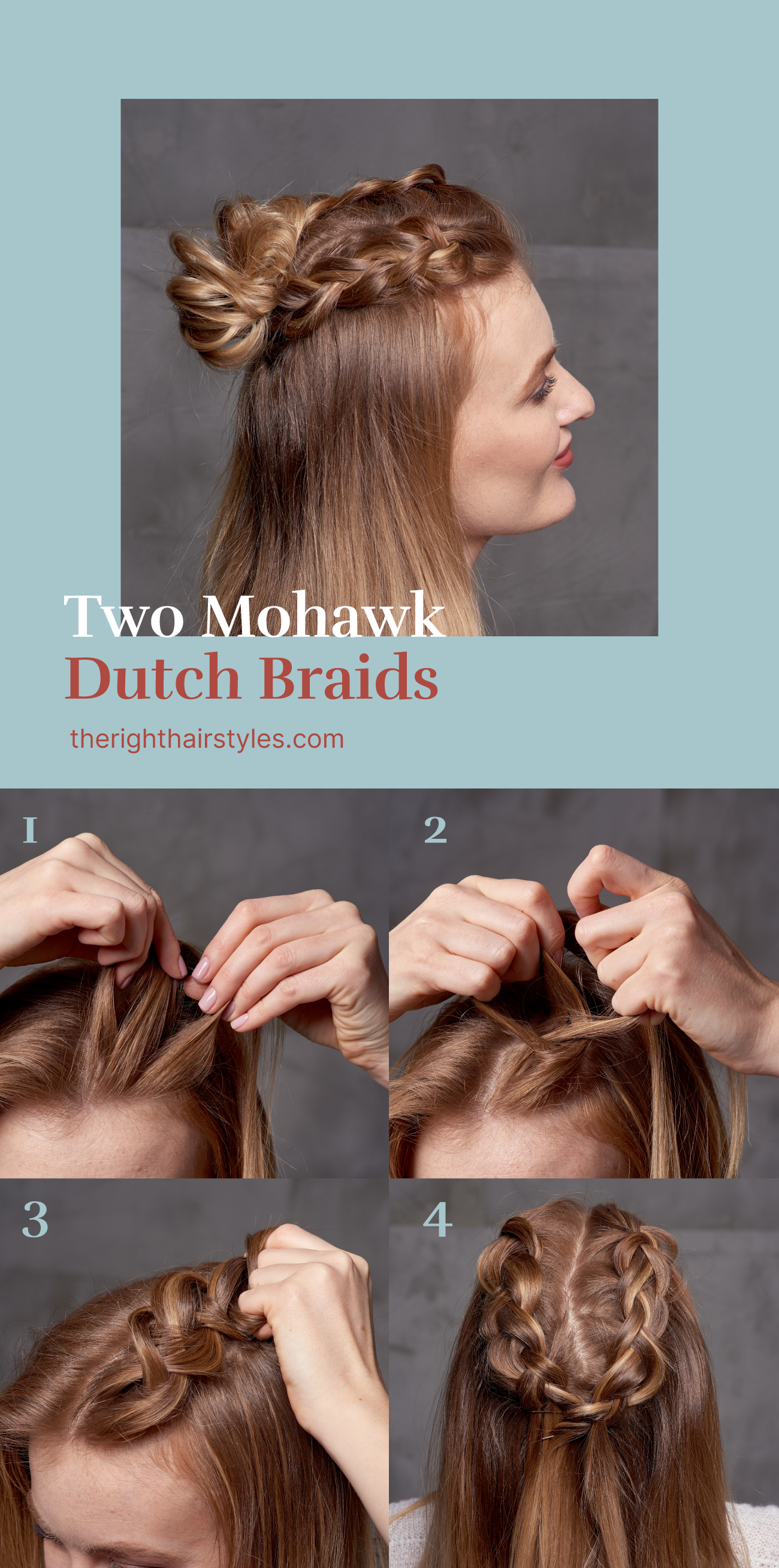 Mohawk Dutch Braids into a Bun Hairstyle Tutorial
