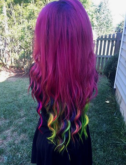 Violet Hair With Rainbow Ends