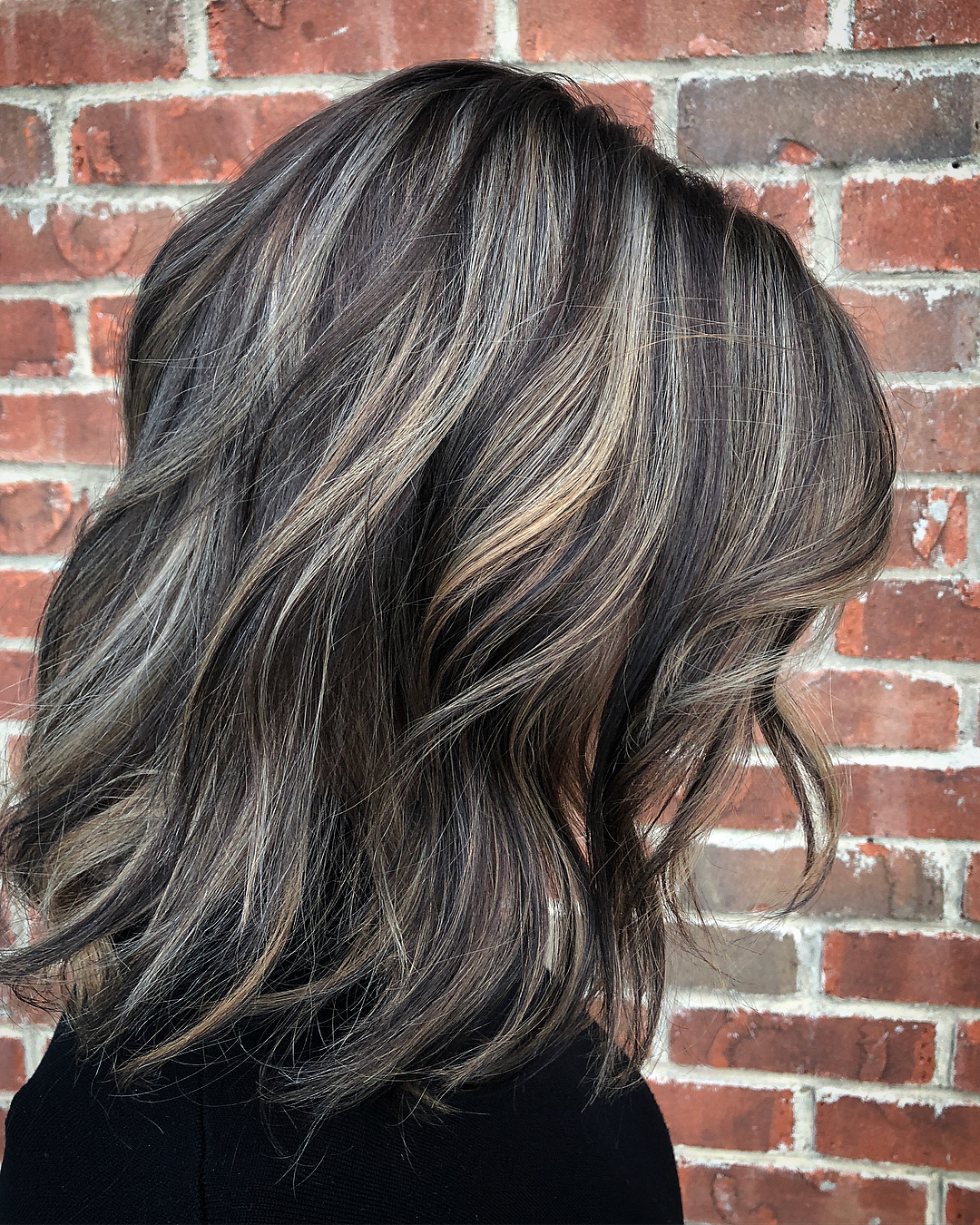 Brunette Hair With Silver Balayage
