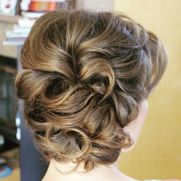 Curly Retro Updo With Bangs