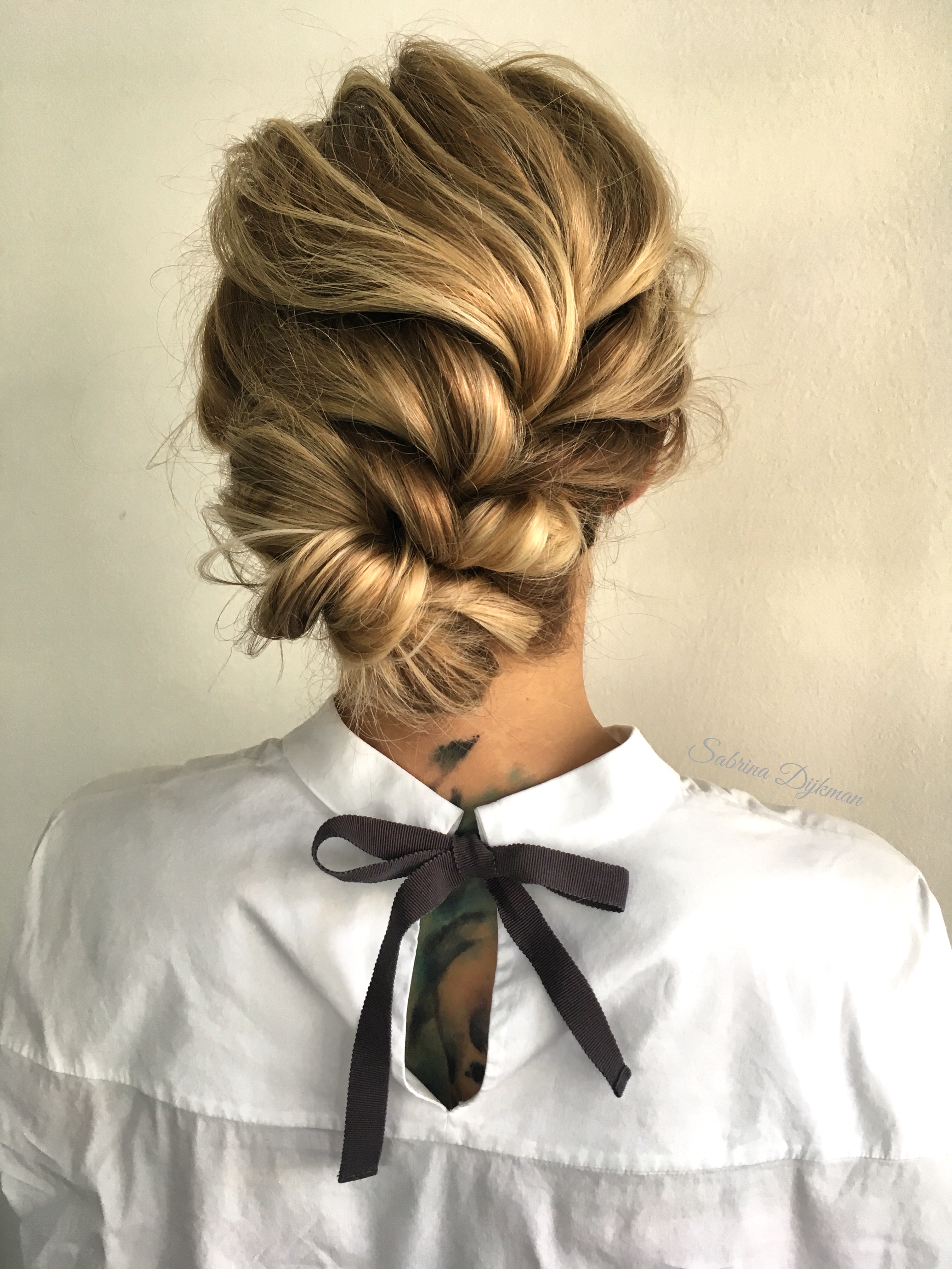 Boho Braided Updo with Weave