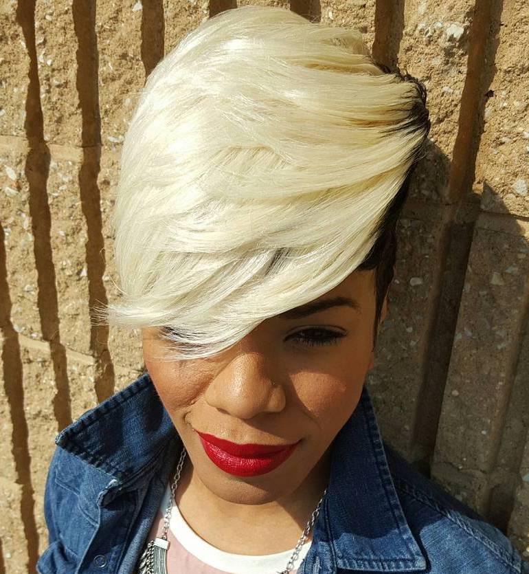Black And Blonde Layered Pixie Weave