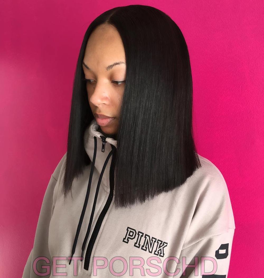 African American Centre-Parted Sew-In Bob