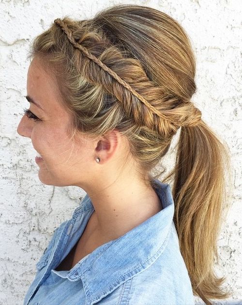 ponytail with a bouffant and side braid