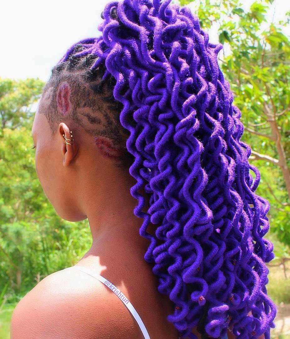 Purple Faux Locs With Side Undershaves