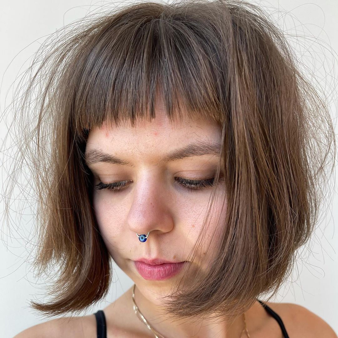 Hairstyle with Short Bangs