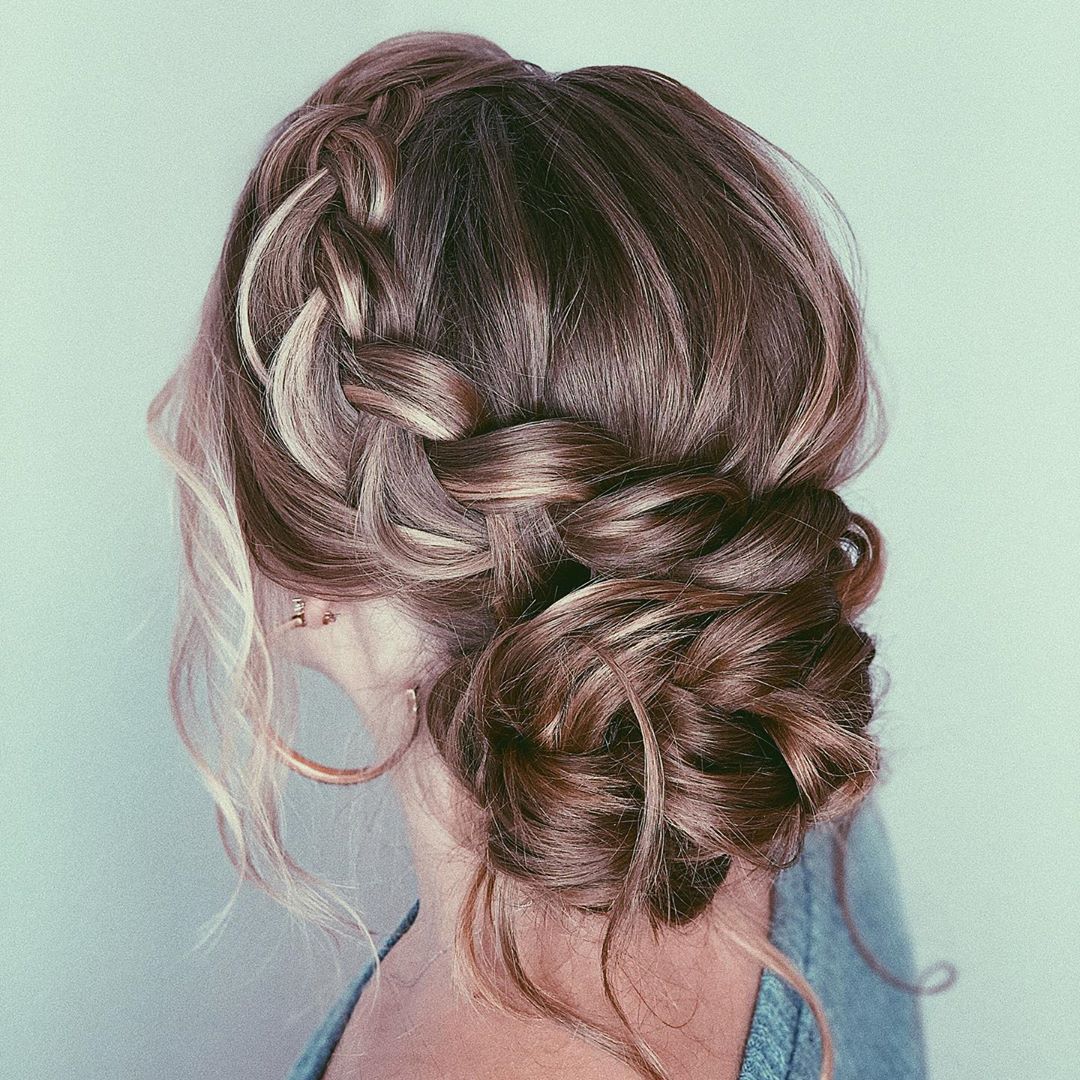 Side Braided Updo With Highlights
