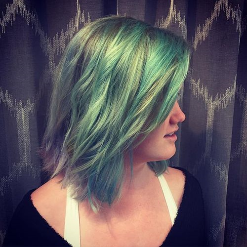 pastel green medium hairstyle