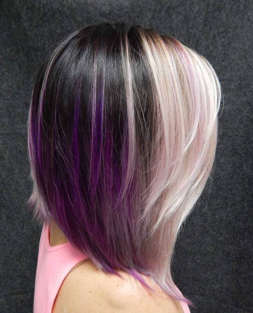 Blonde And Brown Hair With Purple Highlights
