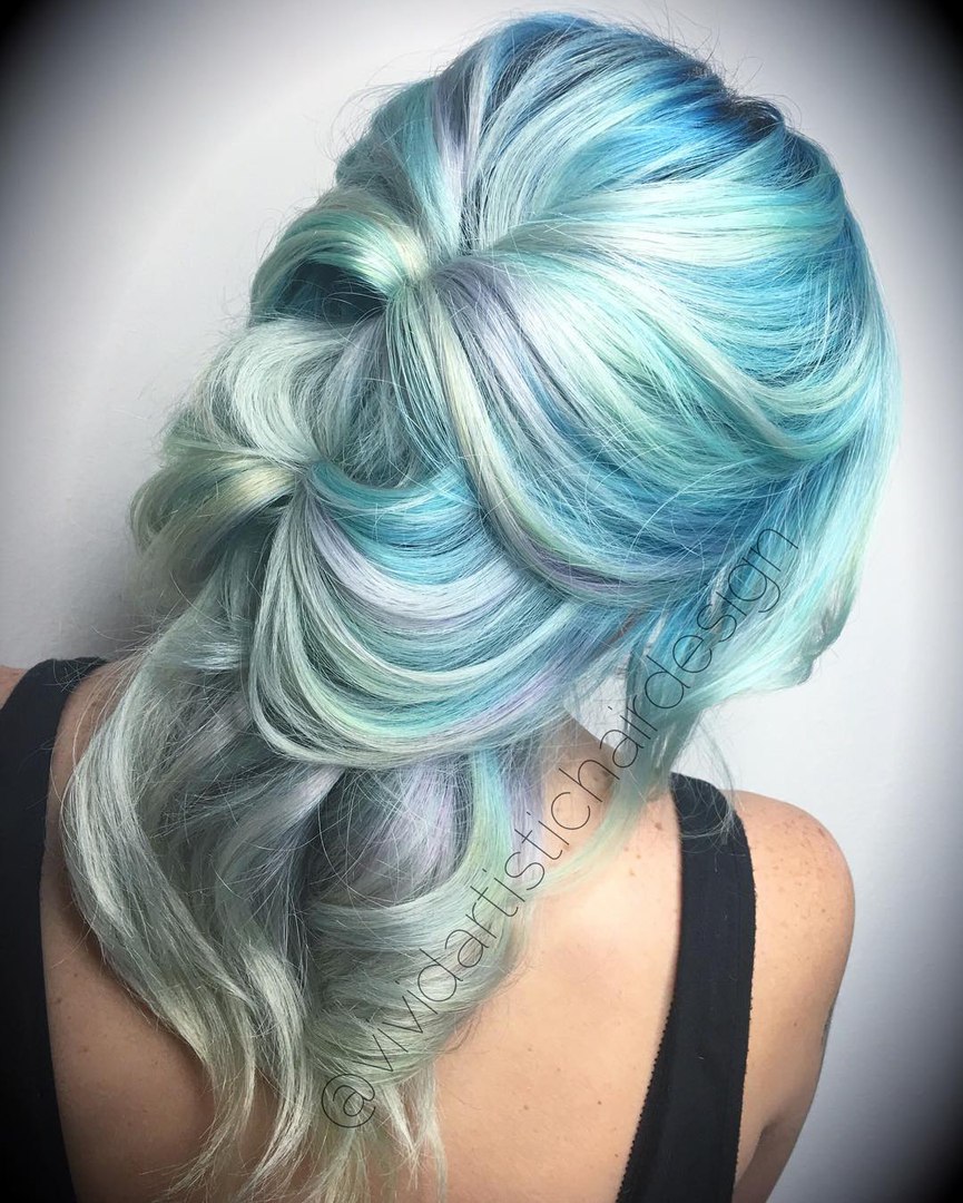 Pastel Blue Hair With Gray Highlights