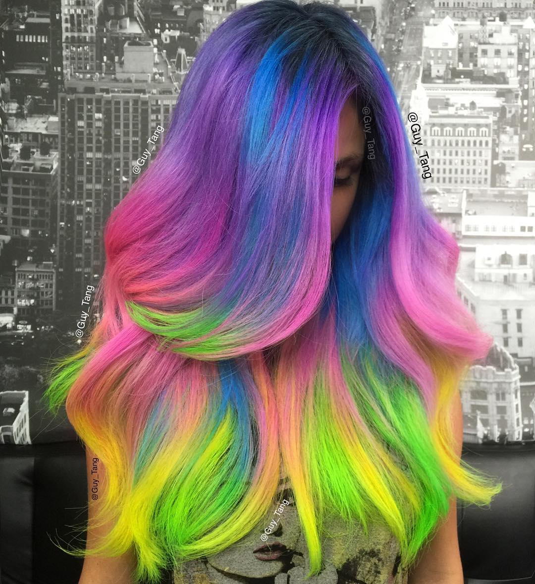 Long Layered Cotton Candy Hair