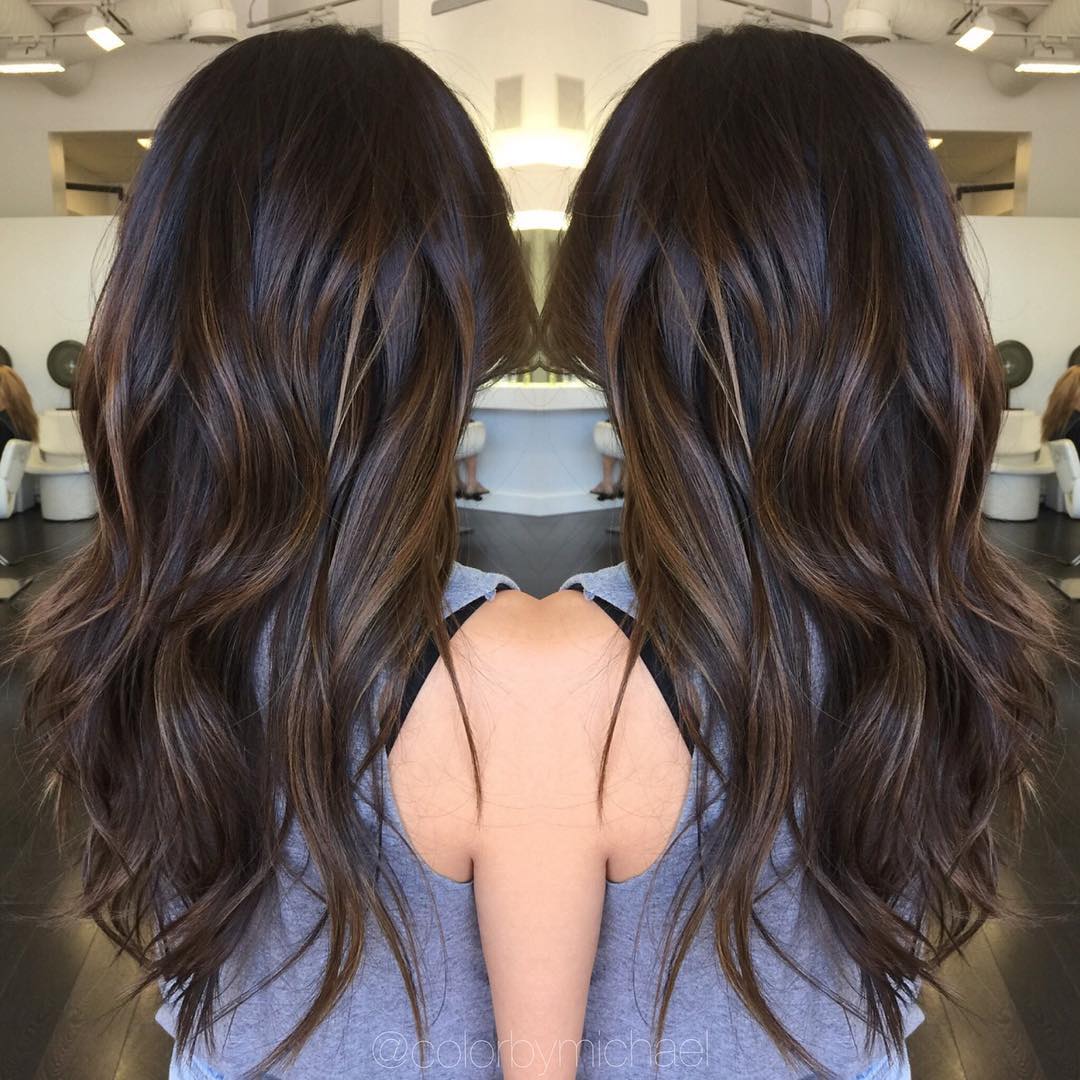 Black Hair With Warm Brown Highlights