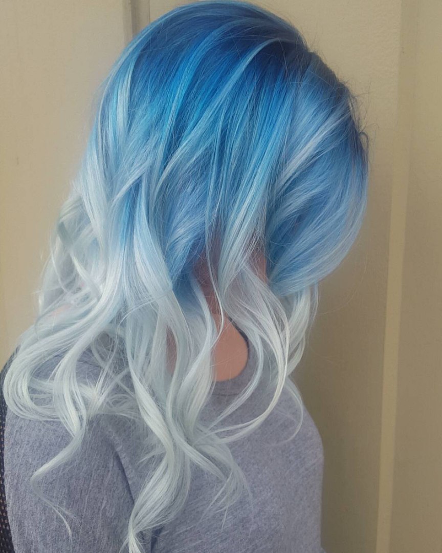Blue To Ash Blonde Reverse Ombre