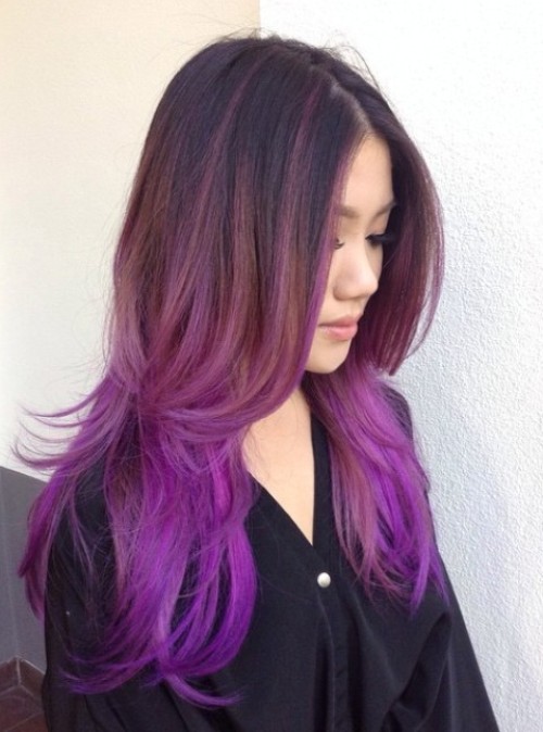 Brown To Lilac Ombre Hair