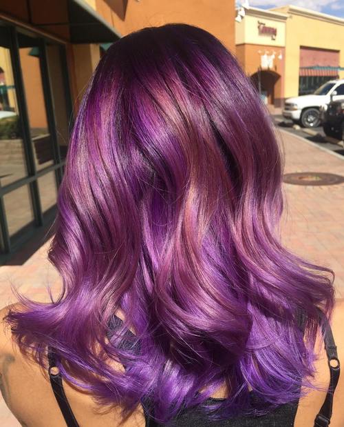 purple hair with rosewood highlights