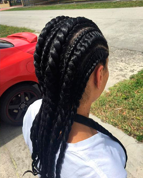 Big And Small Flat Twists Hairstyle