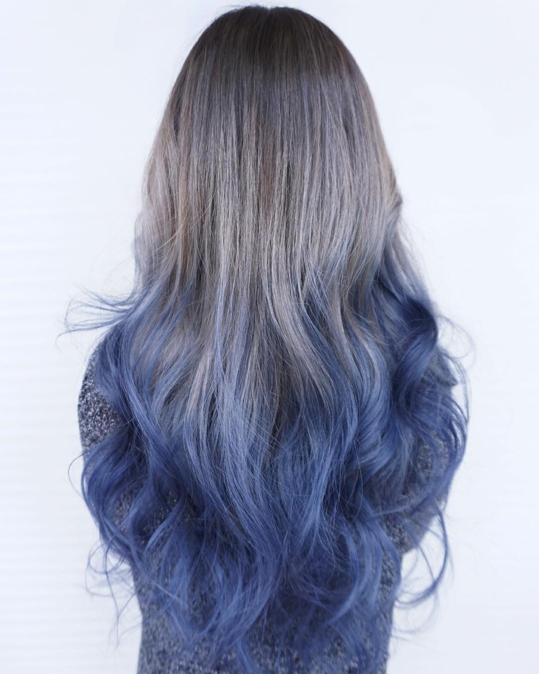 Ash Brown To Blue Ombre
