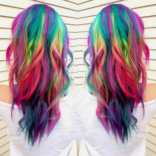 Long Layered Rainbow Hair