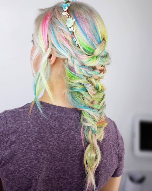 Blonde Hair With Rainbow Highlights