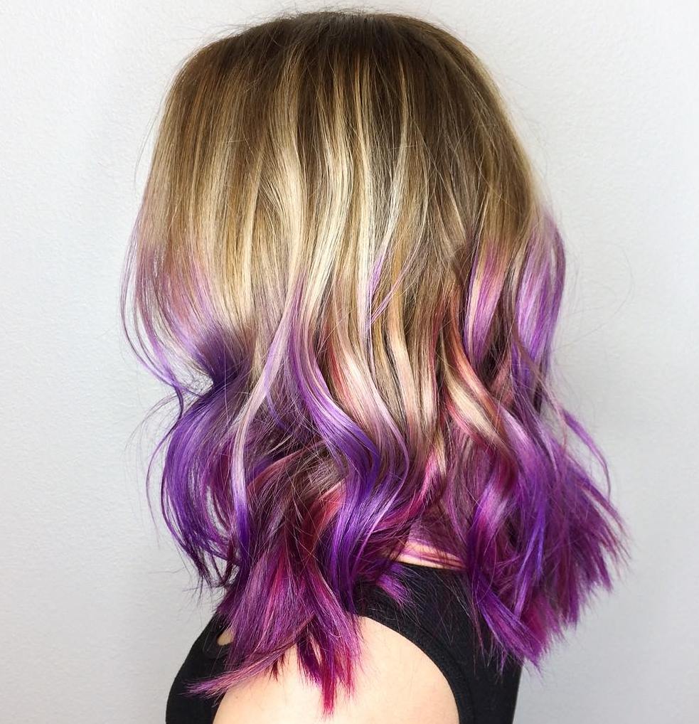 Honey Blonde Hair With Purple Ombre