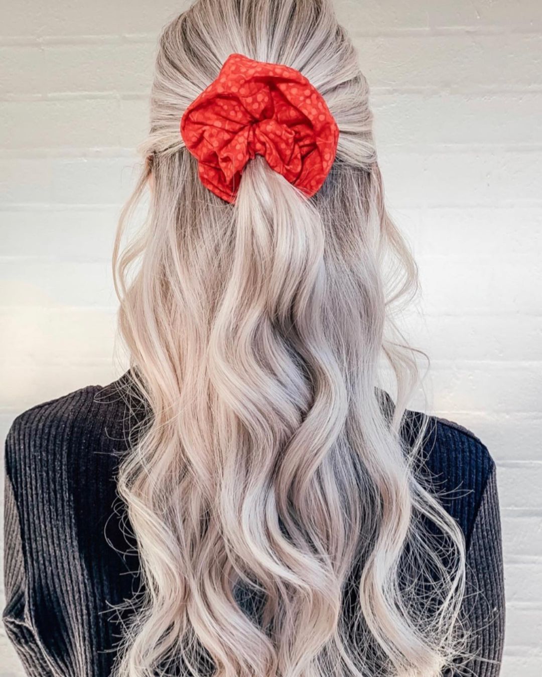 Half Up Half Down with a Large Scrunchie Trend