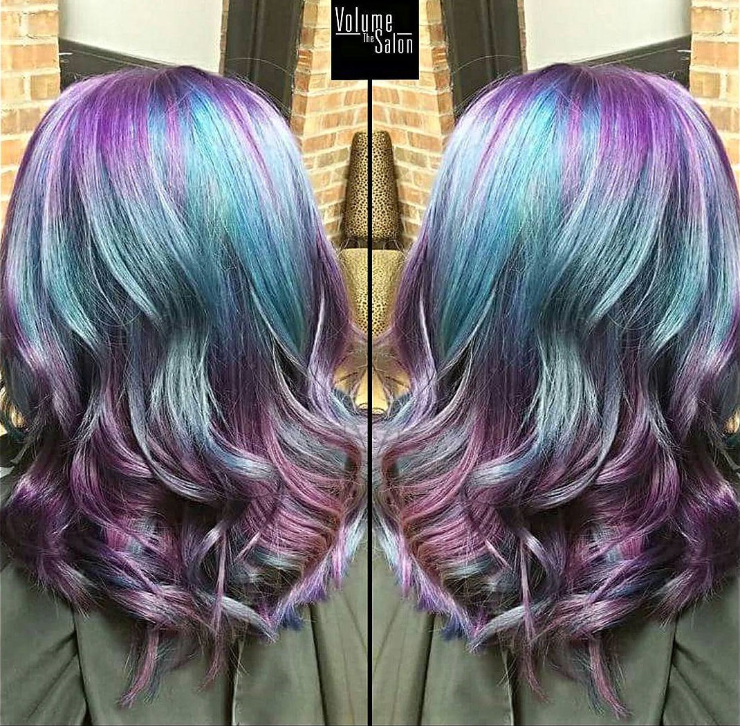 Purple And Teal Balayage Hair