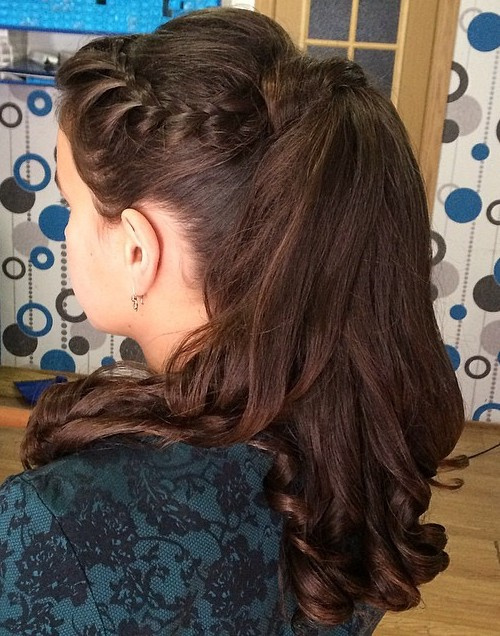 curly pony with a side braid