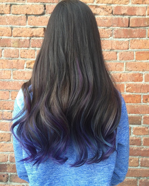 Long Dark Brown Hair With Purple Ends
