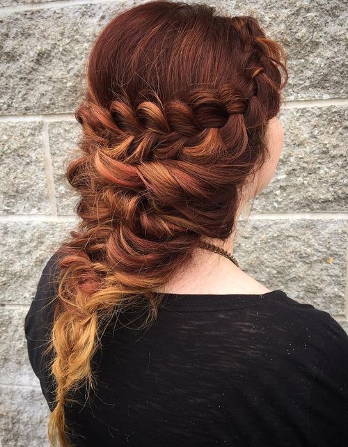 messy braided downdo for long hair