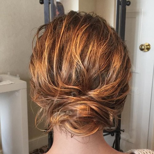 messy low updo