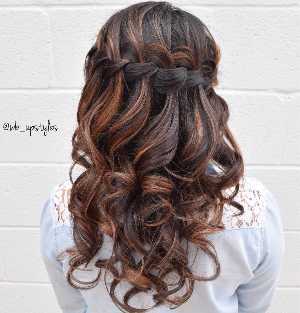 Curly Waterfall Half Up Half Down Hairstyle